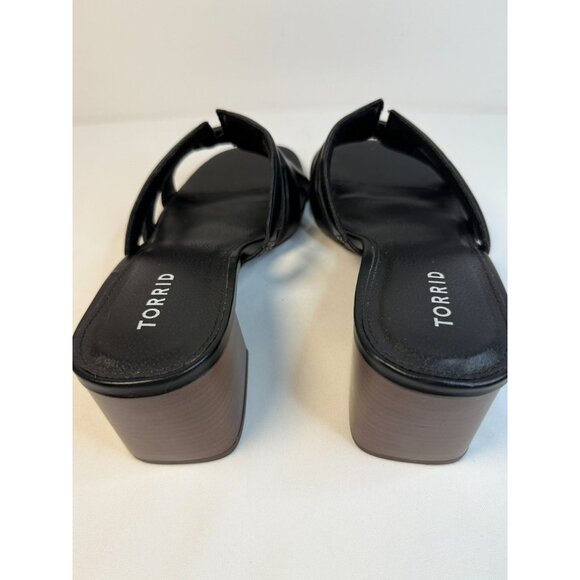Torrid Womens Size 9.5WW Black Leather Block Heel Sandals Mule Dressy Casual - Picture 10 of 13